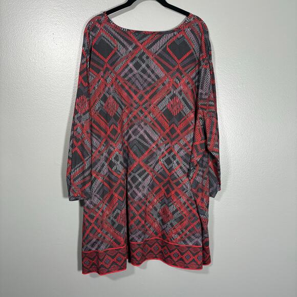 Ulla Popken Red & Black Plaid Grunge Shift Dress - Size 24/26 - Womens Plus Size - Picture 6 of 6